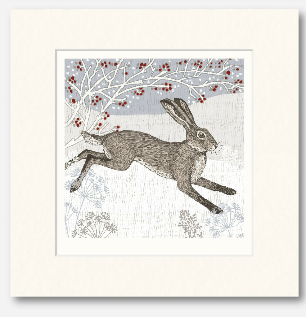 Winter Hare- Signed and Mounted Giclée Art Print