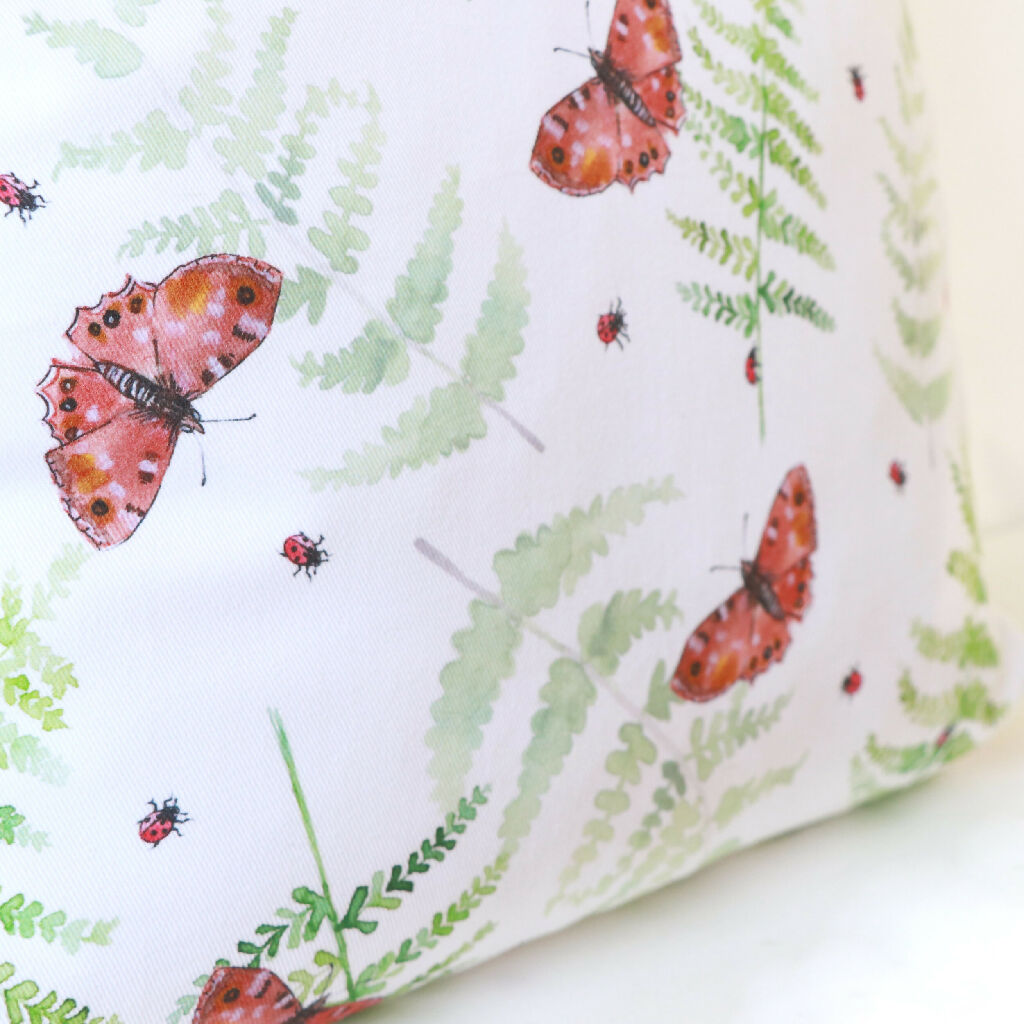 Butterfly and Fern Woodland Cushion