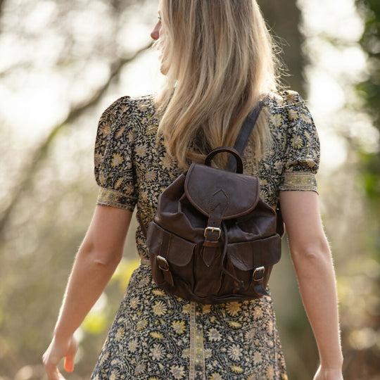 The Larache Small Rucksack in Dark Brown