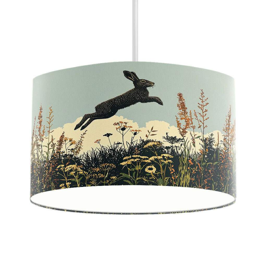 'Jumping for Joy' Hare Illustrative Lampshade