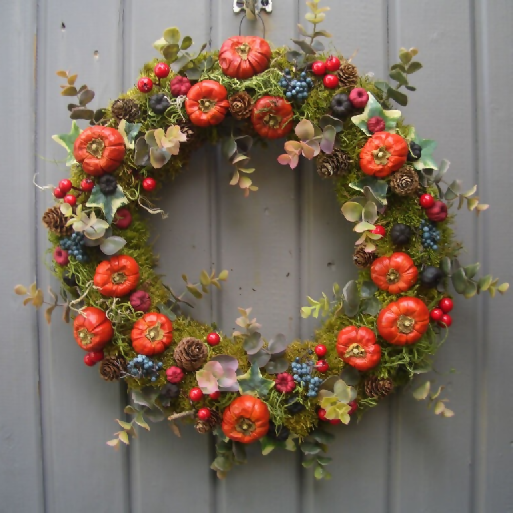 Autumn Pumpkin and Pod Wreath