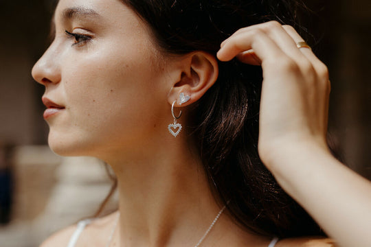 Venus Heart hoop earrings, Silver