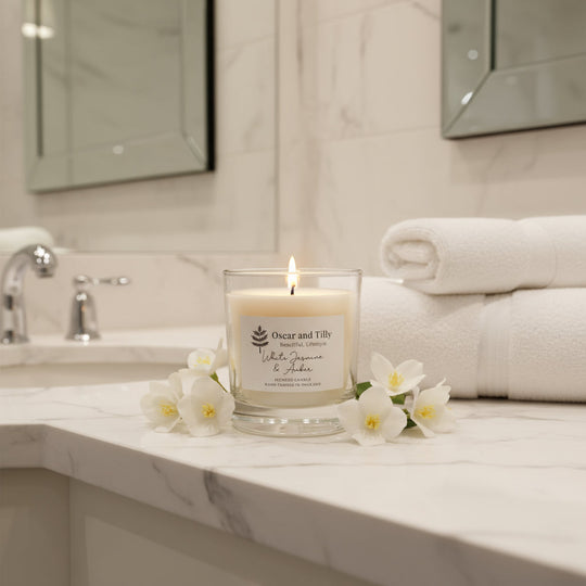 White Jasmine & Amber Luxury Scented Candle