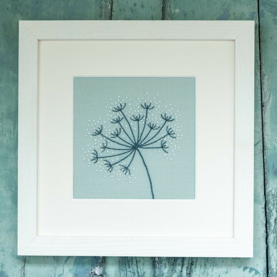 Cow Parsley Duck Egg Blue Hand Embroidery Kit