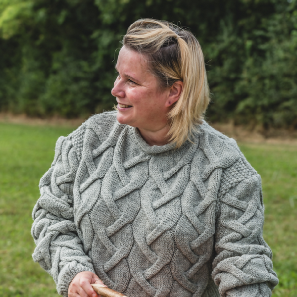 The Dunster - Tunic Cable Jumper - Light Grey