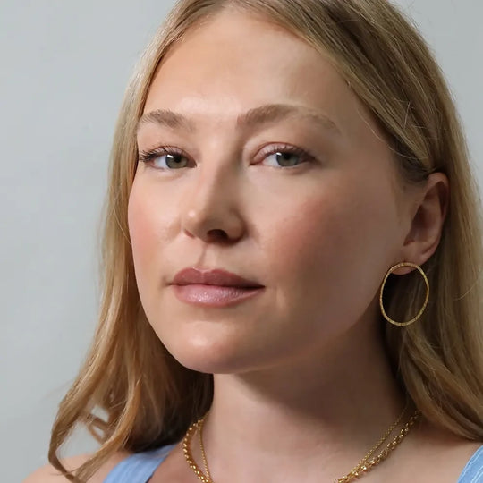 Circle Bark Stud Earrings