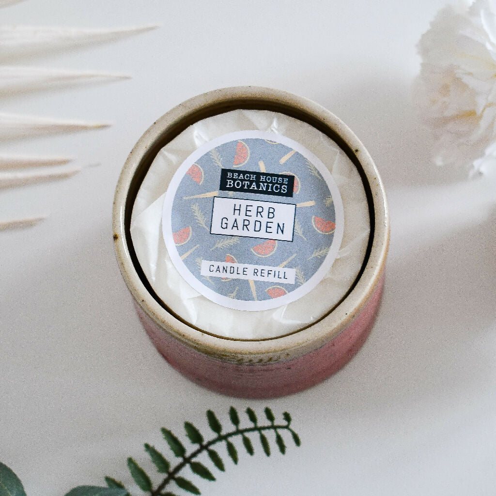 Speckled Clay Candle Pot with Refill - Raspberry