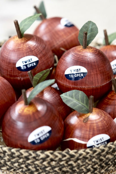 Hand painted wooden apples