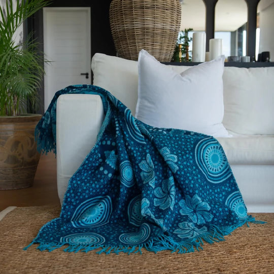 Premium Weave Throw Blanket in Blue | Shweshwe