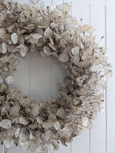 Lunaria Wreath with a Hint of Wild Poppies