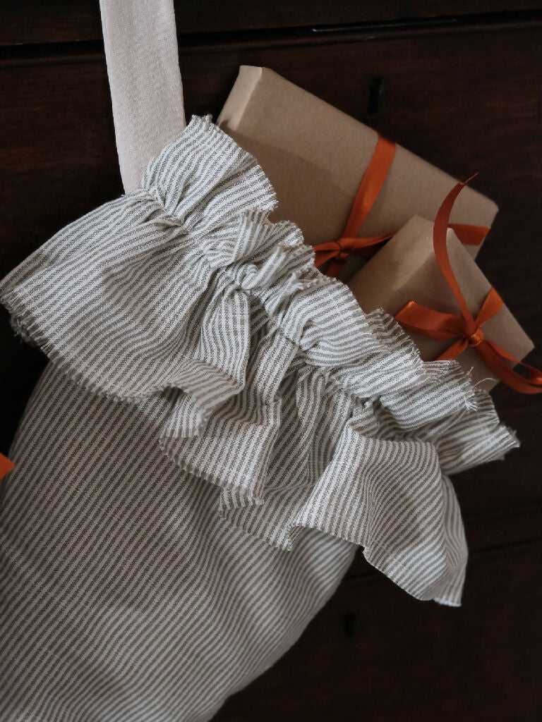 Linen Ruffle Stocking