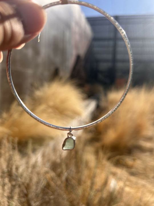 Aqua green Seaglass silver bracelet