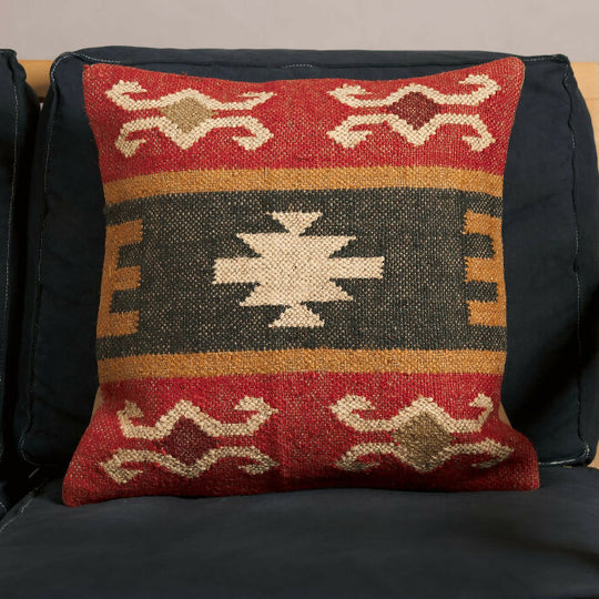 Jute Cushion Cover in Red