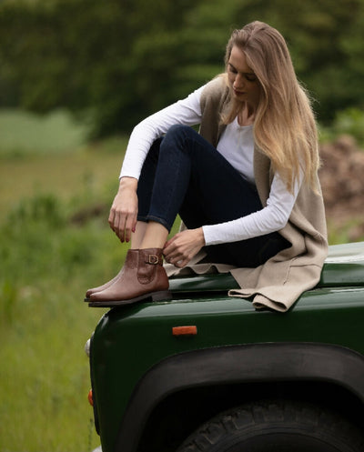 Ladies Chelsea Boot - Merlin in mid brown grain leather