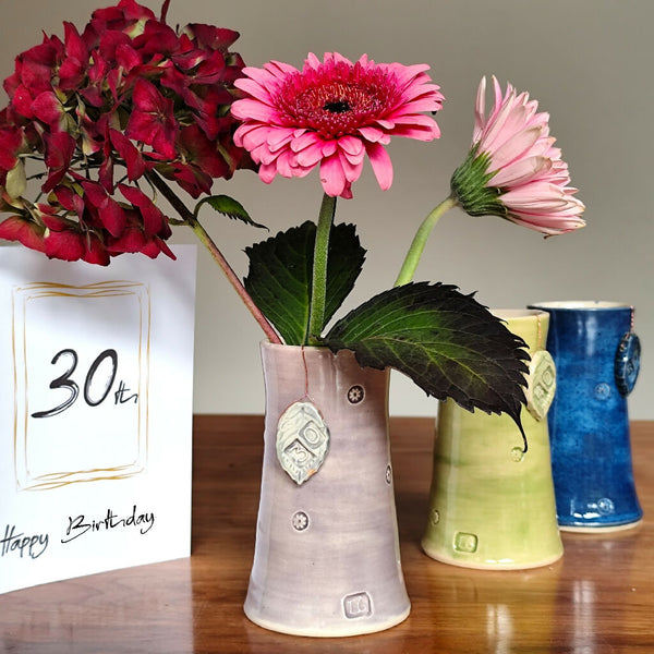 30th Birthday Anniversary Handmade Vase With Ceramic Tag