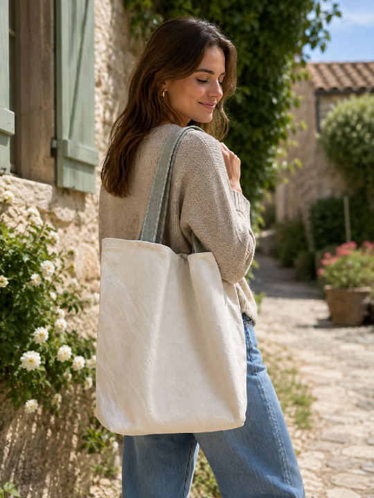 Cream Organic Cotton Tote – Handmade Bag