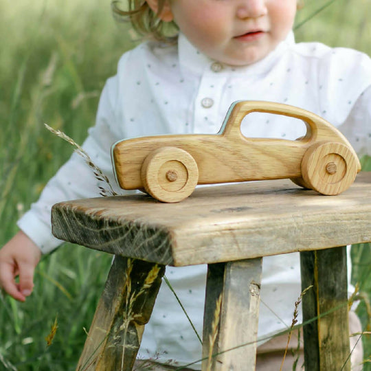 Wooden Toy Racing Car - White
