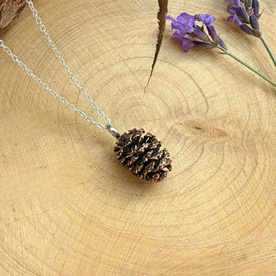 Pink Bronze Pinecone Necklace