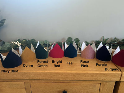 Luxury Velvet Christmas Cracker Hats/Crowns Eco and Reusable - 8 Colours