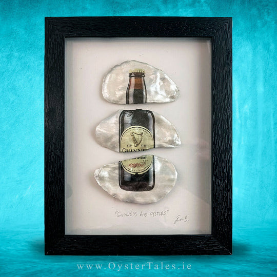 Guinness and Oysters Framed Oyster Shell Art