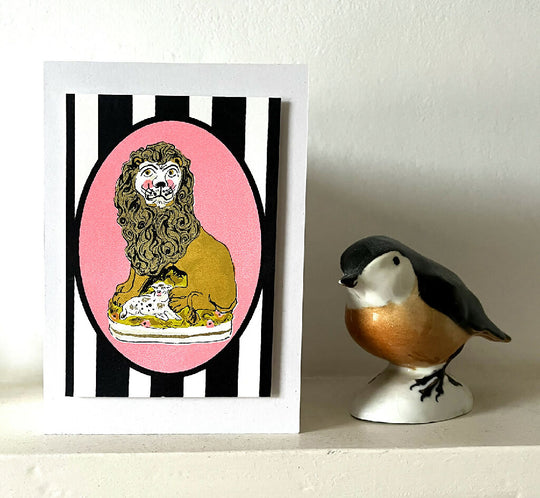 Staffordshire Lion Hand Screenprinted Card
