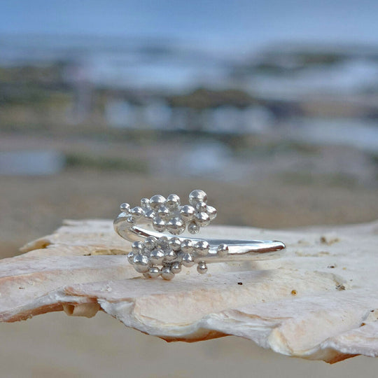 Silver Bubble Cluster Wrap Ring - Coastal Inspired