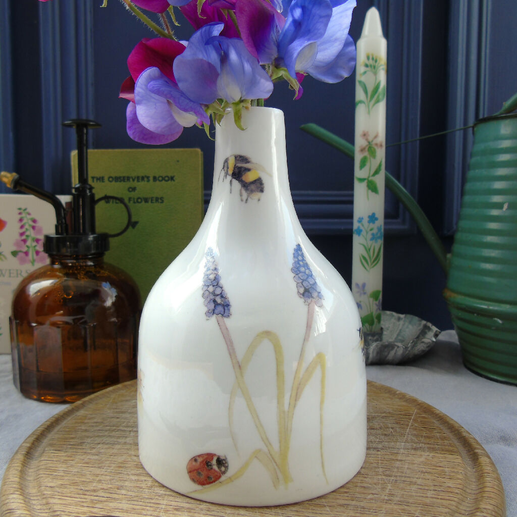 Spring Flower and Bee Fine Bone China Bud Vase