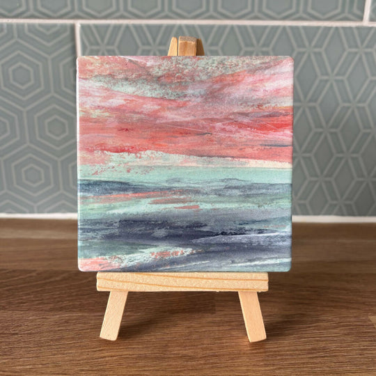 ‘A Dreamy Sea Balm’ Ceramic Tile with Wooden Easel
