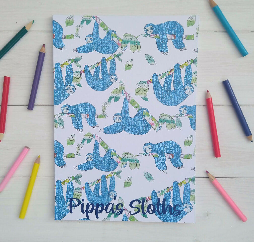 Personalised Sloth's Recycled Journal Drawing Notebook