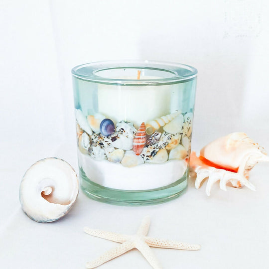 LUXURY BLUE SEA OCEAN REFILLABLE BOTANICAL SCENTED CANDLE (LARGE)