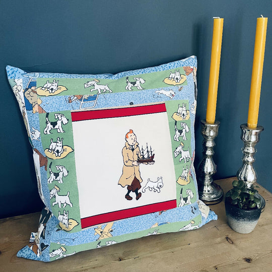 Vintage Upcycled Comic Fabric Cushion