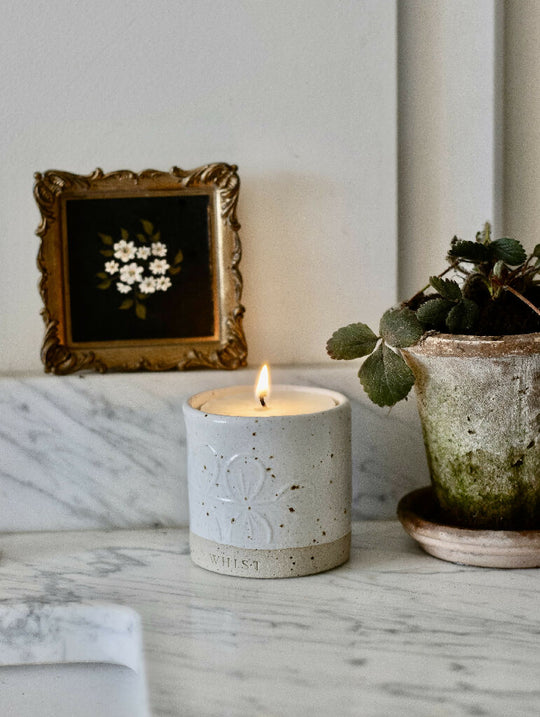 Handmade Refillable Wellness Candle - White Speckle