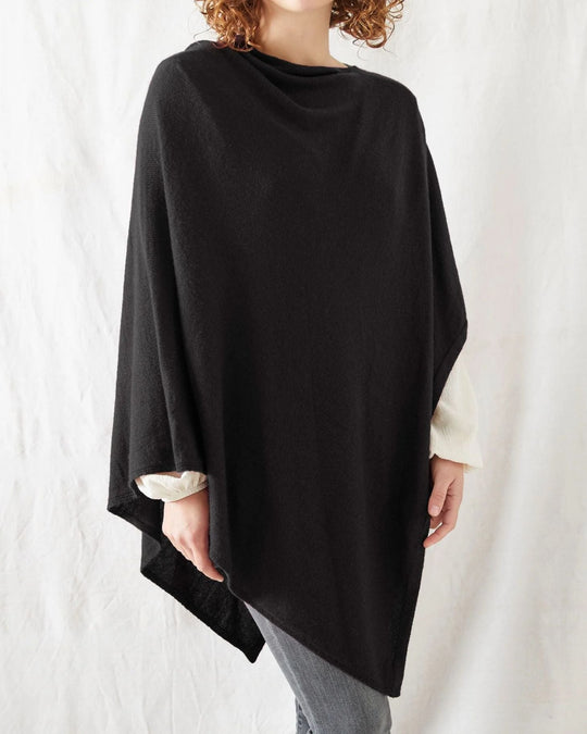 Women's Luxury Merino Wool Cowl Poncho – Black