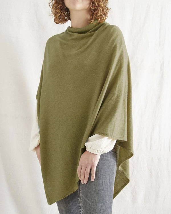 Women's Luxury Merino Wool Cowl Poncho – Olive
