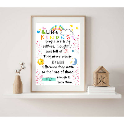 "Life's Kindest..." Word Art Print