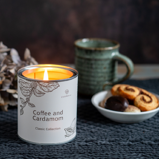 Coffee and Cardamom Scented Soy Wax Candle