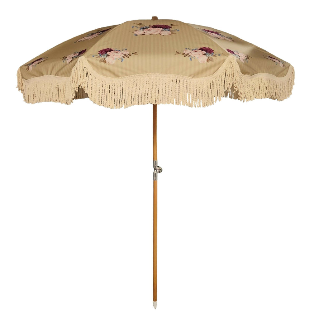 'Helena' Large Tassel Fringed Outdoor Parasol