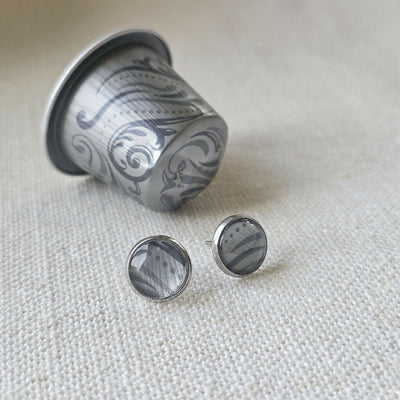 Upcycled Metal Circular Stud Earrings in Grey