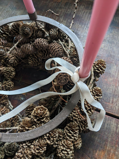 Christmas Gift Set, Larch Wreath, Advent Candle Holder With Candles