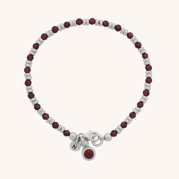Garnet Linear Birthstone Bracelet - January