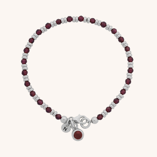 Garnet Linear Birthstone Bracelet - January