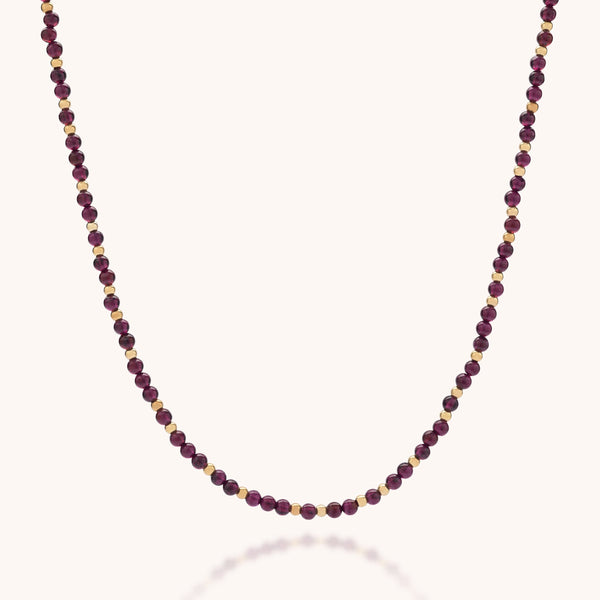 Garnet Jewel Bead Birthstone Necklace - January