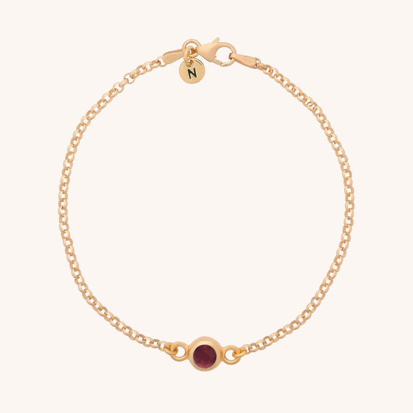 Garnet Birthstone Gem Dot Bracelet - January