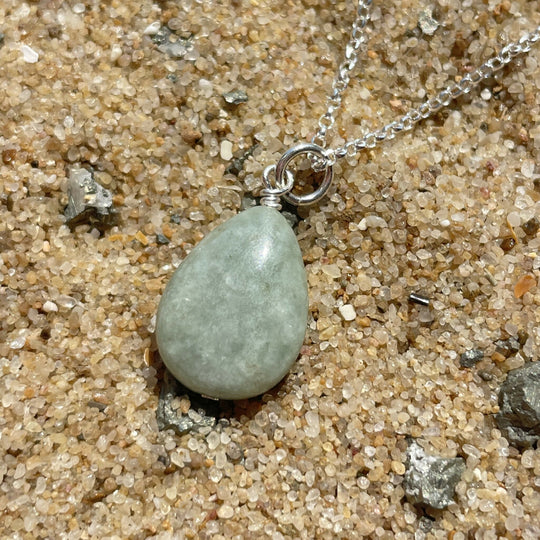 Jade Drop l Sterling Silver Pendant Necklace