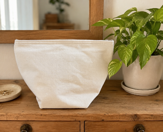 Handmade Cream Organic Cotton Washbag – Travel Toiletries