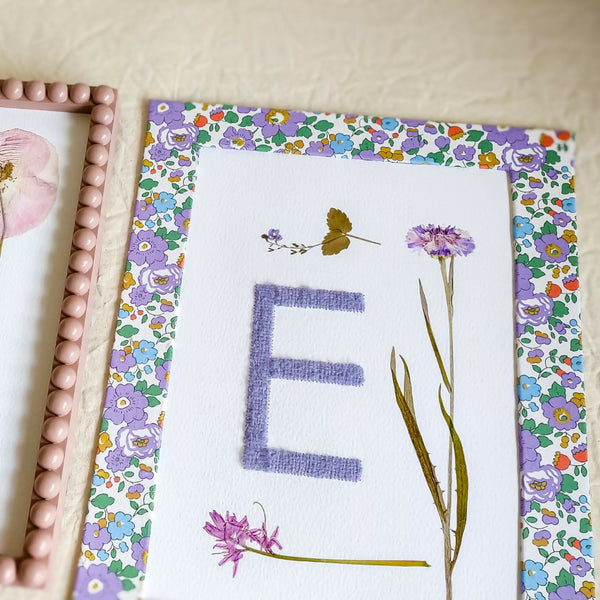 Personalised Hand Embroidered Botanical Initial Artwork