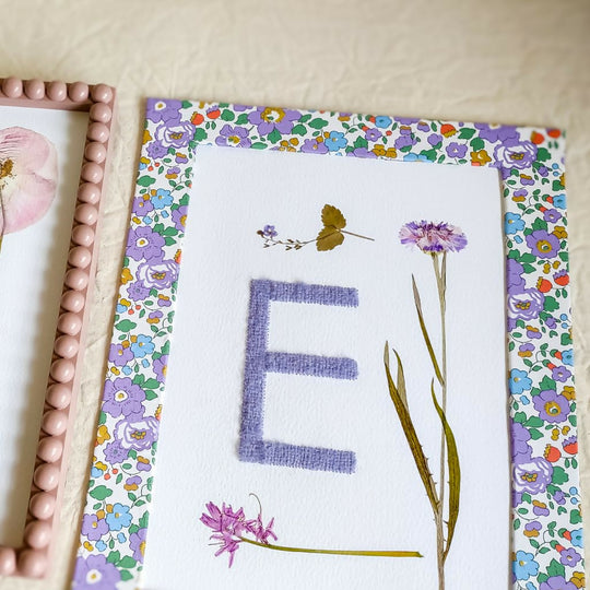 Personalised Hand Embroidered Botanical Initial Artwork