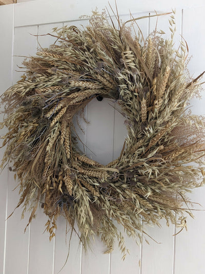 Large Wreath made from Dried Wheat and Barley