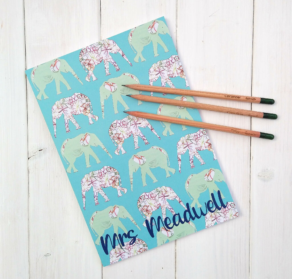 Personalised Teacher Journal Notebooks and Sprout Pencil - Animal Designs