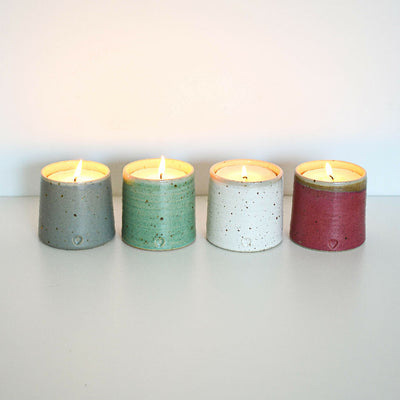 Speckled Clay Candle Pot with Refill - Raspberry